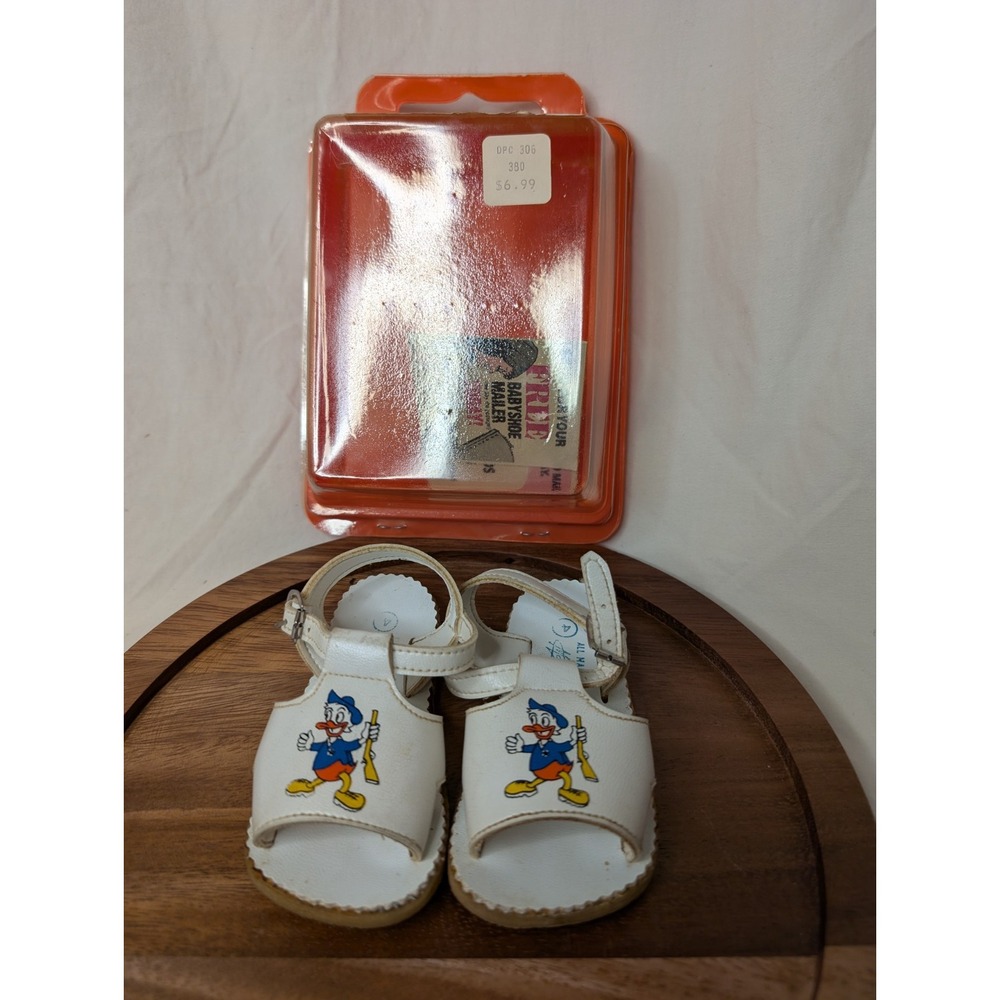 Vintage Wee Wonders‎ Size 4 9-12 Months Duck sandals White With Original Box